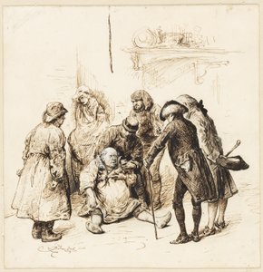 Dois cavalheiros ajudando um bêbado de Frederick Barnard