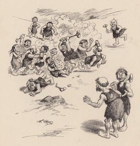 Os nossos antepassados antediluvianos, de F. Opper: Número Vinte (litografia)