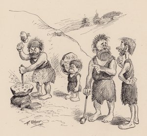 Os nossos antepassados antediluvianos, de F. Opper: Número Vinte e Nove (litografia)