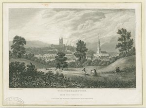 Wolverhampton - Vista distante da Penn Road: gravação em aço, nd [c 1830] (imprimir)