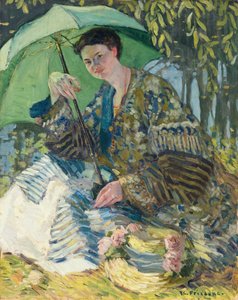 Lady with a Parasol, c.1905 (óleo sobre tela) de Frederick Carl Frieseke