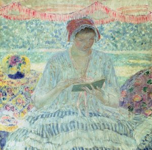 Leitura de verão (óleo sobre tela) de Frederick Carl Frieseke
