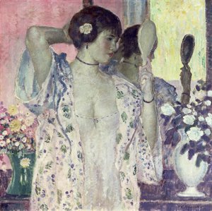The Hand Mirror (óleo sobre tela) de Frederick Carl Frieseke