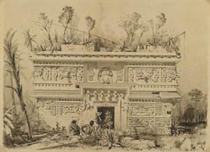 Las Monjas, Chichen Itza, Yucatan, 1843 (tinta sépia e papel toalha) de Frederick Catherwood