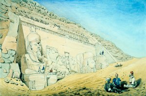 Estátuas de Ramsés II do lado de fora da entrada do templo principal em Abu Simbel, Egito, século XIII aC de Frederick Catherwood