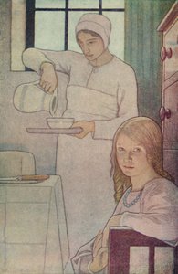 Lois e sua enfermeira. De um livro de santos quacres. LV Hodgkin., 1923 de Frederick Cayley Robinson