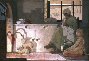 Estudo para "A Mãe Anfitriã". de Frederick Cayley Robinson
