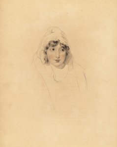 Retrato de Lady Augusta Lowther, Condessa de Fane, esposa do 1º Conde de Lonsdale. Gravura manuscrita de Frederick Christian Lewis após ilustração de Sir Thomas Lawrence do Gabinete de Gemas de P.G. Patmore, Ackermann, Londres. de Frederick Christian Lewis