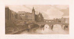 Vista de Pont au Change, Theatre de la Cite, Pont Neuf e a Prisão de Conciergerie