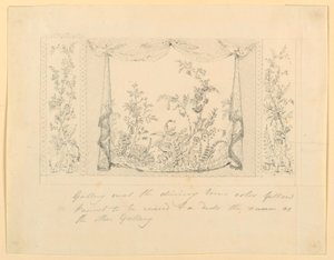 Desenho, The Royal Pavilion, Brighton, Sala de Desenho Azul (Sul), Proposta de Decoração da Parede, ca. 1820 de Frederick Crace