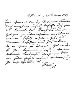 Carta de Paulo I, Imperador da Rússia, ao General Numsen, 1799 1865.