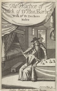 Doutor com jovem mulher num interior
Página de título para: Dekkers, F., A Prática de Phisick do Dr. Paul Barbett de Frederick Hendrick van den Hove