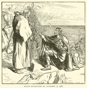 Egfrid enreating St Cuthbert (gravura) de Frederick Henry Townsend
