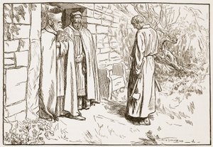 Owini no mosteiro, ilustração de &39;A Igreja da Inglaterra: uma história para o povo&39; por HDM Spence-Jones, pub. c.1910 (foto sépia) de Frederick Henry Townsend
