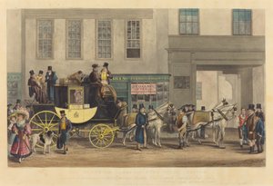 O Blenheim, deixando o Star Hotel, Oxford de Frederick James Havell after George Havell