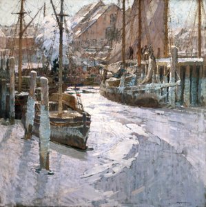 Barcos de gelo (óleo sobre tela) de Frederick John Mulhaupt