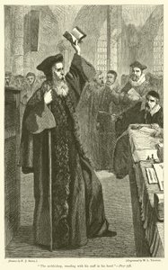 O arcebispo, de pé com sua equipe na mão de Frederick John Skill