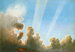 Tempestade passando sobre o país negro, pôr do sol (wc e lápis sobre papel) de Frederick Joseph Butler Lines