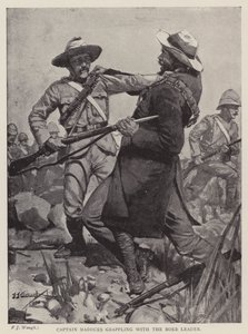 Capitão Madocks a lutar com o líder bôer (litho) de Frederick Judd Waugh