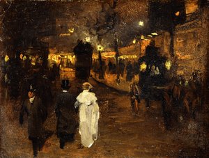 Charing Cross Road at Night, Londres, c.1905 (óleo a bordo)