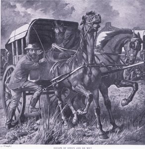 Escapar de Steyn e De Wit, ilustração de After Pretoria: The Guerilla War, 1902 de Frederick Judd Waugh