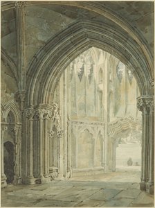 Interior do North Porch of St Mary Redcliffe de Frederick Mackenzie