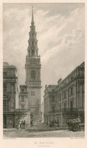 Igreja da noiva do St, Fleet Street, Londres de Frederick Mackenzie