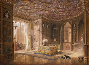 A Biblioteca de Stanmore Hall, sede de Robert Holland, Esq,