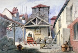 Pátio do Rose Inn, Farringdon Street, Cidade de Londres, 1838.