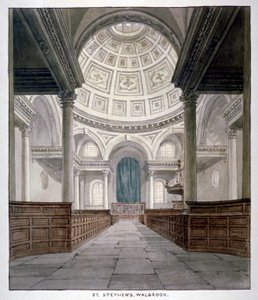 Igreja de St Stephen Walbrook, cidade de Londres, c1840.