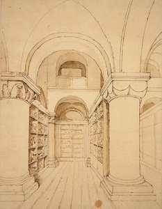 Vista Interior da Capela de São João, Torre de Londres, c.1810 (lavagem com caneta e tinta sobre papel)