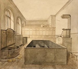 A Capela, Prisão de Newgate (aguarela) de Frederick Nash