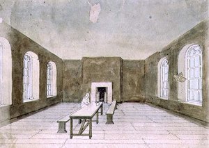 A Sala Condenada, Prisão de Newgate (aguarela) de Frederick Nash
