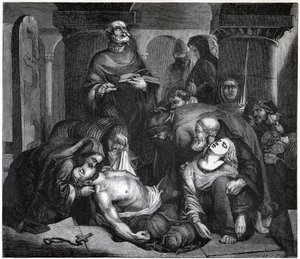 O enterro de Harold na abadia de Waltham, 1847 de Frederick Richard Pickersgill
