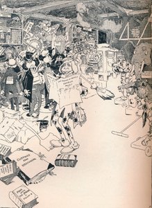 A sala de propriedades de um cartunista inteligente, c1890
