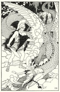 Quando o dragão avistou o Cadmus, ele armou outro abominável assobio (litho)
