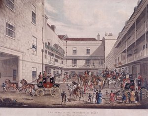 Treinadores do Royal Mail em Lad Lane, Londres, 1831 de Frederick Rosenberg
