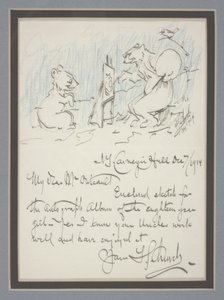 Carta autografada com esboço de Frederick Stuart Church