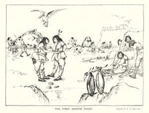 Cenas primitivas: O Primeiro Banquete de Ostras (litografia) de Frederick Vango Burridge