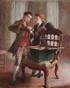 Uma cena da sala de estar com uma poltrona imponente aberta de Frederick Walker