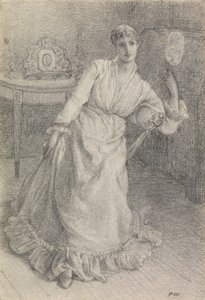 Srta. Maria Ansdell (lápis sobre papel colocado no cartão) de Frederick Walker