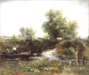 Travessia do Rio com Cavalos e Skiff de Frederick Waters Watts