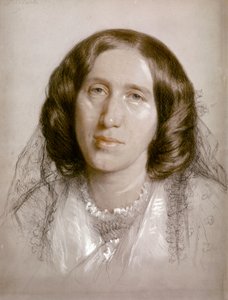 George ELIOT, Retrato 1865 (papel, giz) de Frederick William Burton