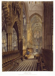 O coro, placa 7 da Abadia de Westminster, gravada por J. Bluck (fl.1791-1831) pub. por Rudolph Ackermann (1764-1834) 1811 (aquatinta) de Frederick after Mackenzie