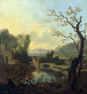 Paisagem Italiano-Terrestre com Ponte Fortificada em Ruínas (óleo sobre tela)