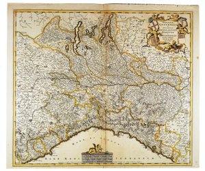 Genoa Republic, Ducado de Milão, Parma e Monferrato, Mapa de Frederik de Wit, Amesterdão, Gravura em cobre de Frederick de Wit