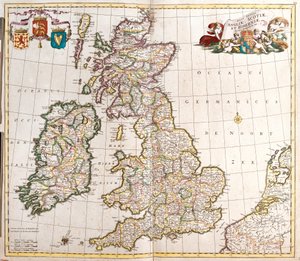 Mapa de Inglaterra, Escócia e Irlanda (Grã-Bretanha) (gravura