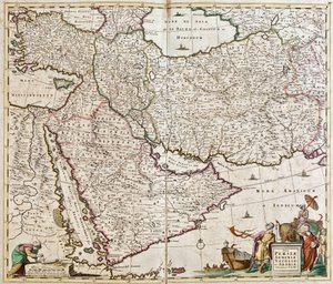 Mapa da Pérsia (Irão), Arménia, Anatólia (Turquia) e Arábia (Península Arábica): Arábia Saudita, Kuwait, Emirados Árabes Unidos, Omã, Qatar, Iêmen, Bahrein) (gravura