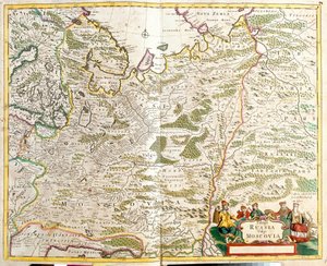 Mapa da Rússia, nos arredores da cidade de Moscovo (gravura de Frederick de Wit