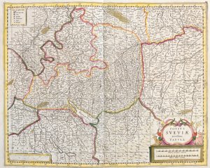 Mapa da Suábia (Alemanha) (gravura de Frederick de Wit